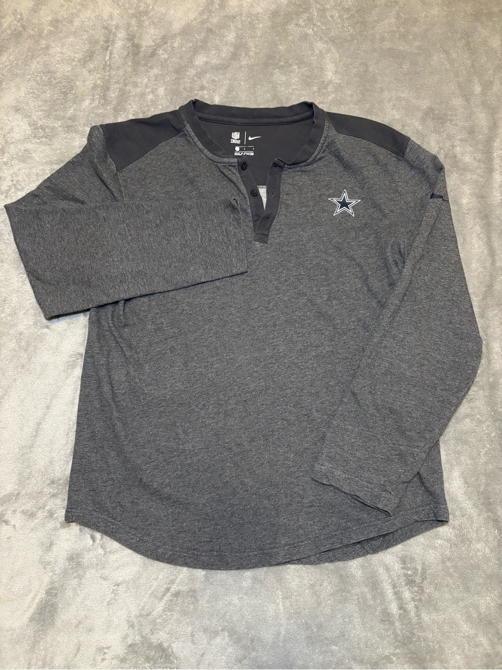 Nike NFL Dallas Cowboys Seasonal Henley Men's L Heathered Charcoal